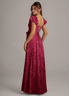 Azazie Aricella Jurken voor bruidsmeisjes Jurk van Bloemen Burn-out met A-Lijn Korset Bourgondië image4