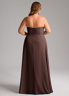 Azazie Wren 신부 들러리 드레스 A라인 사이드 슬릿 쉬폰 바닥 길이 드레스 image14