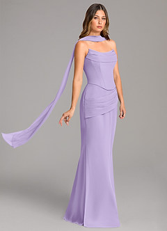Azazie Sorrel Bridesmaid Dresses Lilac Mermaid Corset Chiffon Dress image4