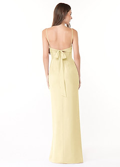 Azazie Mai Bridesmaid Dresses Lemon Sorbet Sheath Pleated Chiffon Dress image2