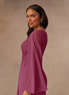 Azazie Perry Mother of the Bride Dresses Mulberry Mermaid V-Neck Lace Chiffon Dress image5