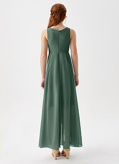 Azazie Lizette Junior Sea Moss A-Line Pleated Chiffon Dress image6
