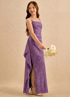 Azazie Cannoli Girls Formal Flower Girl Dresses Wisteria A-Line Pleated Floral Burnout Dress image4
