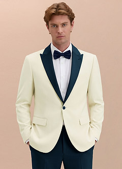 front Adrian Dark Navy Shawl Lapel Structured Stretch Tuxedo Jacket