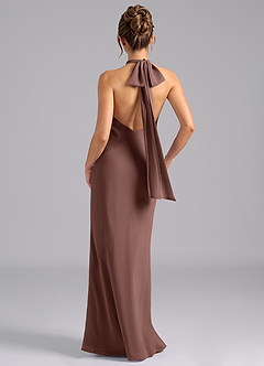 Azazie Velli Brudtärnklänningar Klä av Sjöjungfru i Chiffong Hög hals Espresso image2