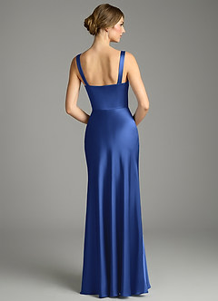 Azazie Alouette Bridesmaid Dresses Royal Blue Mermaid Pleated Stretch Satin Dress image2