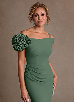 Azazie Gwynne vestidos de madre de la novia Vestido de Eucalipto de Crepé elástico de Corte Sirena con Vestidos sin tirantes image5