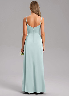 Azazie Azuree Bridesmaid Dresses Mist A-Line Pleated Stretch Satin Dress image2
