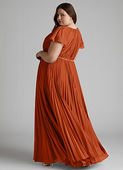 Azazie Kara Modest Bridesmaid Dresses A-Line Pleated Chiffon Floor-Length Dress image2