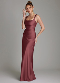 Azazie Agustina Bridesmaid Dresses Merlot Mermaid Corset Stretch Satin Dress image5