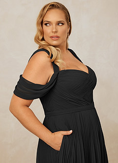 Christian Siriano Bridal for Azazie 1013 Bridesmaid Dresses Black A-Line Off the Shoulder Chiffon Dress image11