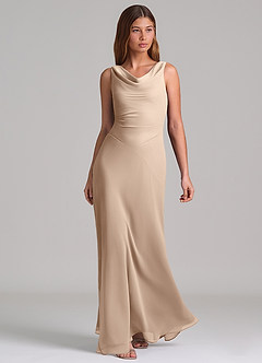 Azazie Nerine Brudtärnklänningar Klä av A-Linje i Chiffong Plisserad Taupe image1