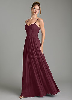 Azazie Teagan Robes de demoiselle d'honneur Robe Trapèze en Mousseline de soie Encolure en Forme de Cœur Cabernet image1