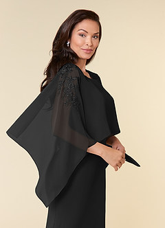 Azazie Maryam Mother of the Bride Dresses Black Sheath Lace Chiffon Dress image4