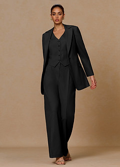 front Margaret Black Cotton Linen Blend 3-Piece Suit
