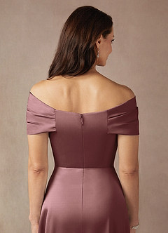 Azazie Amelia Mother of the Bride Dresses Vintage Mauve A-Line Off the Shoulder Stretch Satin Dress image8