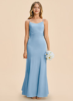 Azazie Lioren Junior Powder Blue Sheath Bow Stretch Satin Dress image5