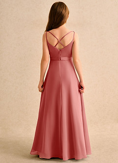 Azazie Umina Girls Formal Flower Girl Dresses Antique Rose A-Line Pleated Matte Satin Dress image2