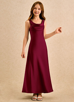 Azazie Raspberry Girls Formal Flower Girl Klänningar Klä A-Line i Stretch Satin Plisserad image4