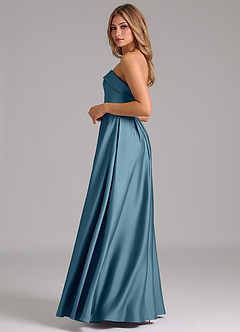 Azazie Lucienne Probar vestidos en casa Vestido de Salvia Polvorienta de Satén Elástico de Corte en A Convertible con Sin tirantes image3