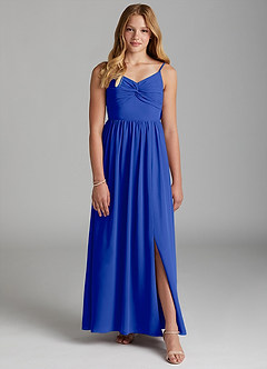 Azazie Zeya Junior Royal Blue A-Line Chiffon Dress image1