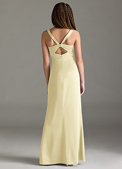 Azazie Mero Junior Lemon Sorbet Mermaid Pleated Stretch Satin Dress image5