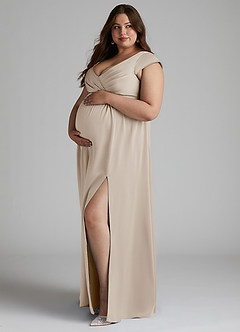Azazie Allessia Abiti da damigella d'onore premaman Abito A-Line Plissettato Raso Elasticizzato Floor-Length image8