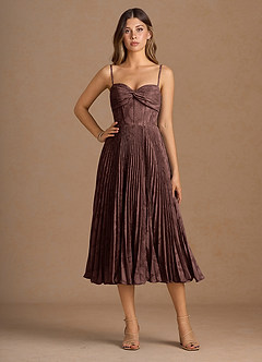Annie Mocha Coco Pleated Midi Dress image6