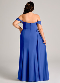 Azazie Amyra Bridesmaid Dresses Royal Blue Sheath Off the Shoulder Chiffon Convertible Dress image15
