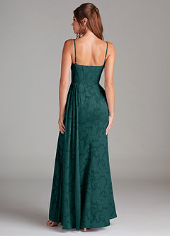 Azazie Denisa Bridesmaid Dresses Pine Sheath Pleated Floral Burnout Dress image2