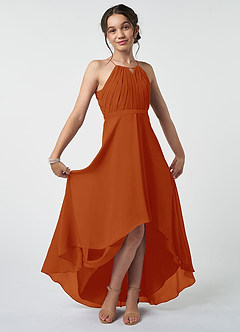 Azazie Oaklynn Junior Paprika A-Line Pleated Chiffon Dress image2