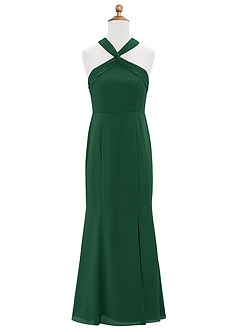Azazie Rue Junior Dark Green Mermaid Side Slit Chiffon Dress image6