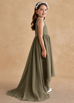 Azazie Pip Flower Girl Dresses Willow Green A-Line Sleeveless Chiffon Dress image4