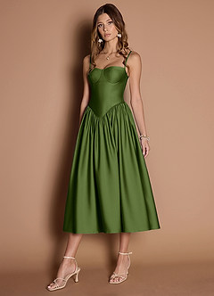 Robe Mi-Longue Olive Verte Ottilie image4