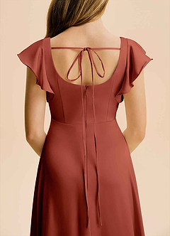 Azazie Bondi Junior Terracotta A-Line Side Slit Stretch Satin Dress image6