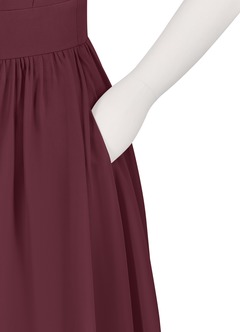 Azazie Molly Junior Cabernet A-Line Pleated Chiffon Dress image10