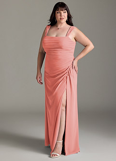 Azazie Jesaphine Bridesmaid Dresses Coral Sheath Bow Chiffon Dress image11
