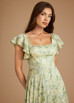 Azazie Bondi Robes de demoiselle d'honneur Robe Trapèze en Floral Rêveur Rayé Sauge Rêveuse Florale image5