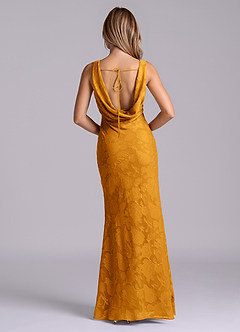 Azazie Rylina Abiti da Damigella Abito Sirena in Burnout Floreale Caramello image2