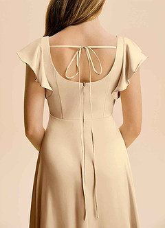 Azazie Bondi Junior Vestido de Champán de Satén Elástico de Corte en A con Corte Lateral image6