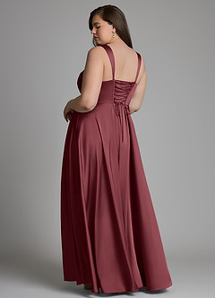 Azazie Azaria Vestidos de madrinha de casamento Vestido Merlot de Cetim elástico de Linha A com Corpete image8