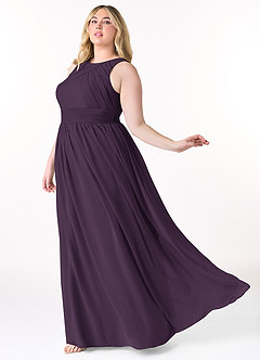 Azazie Harper Bridesmaid Dresses Plum A-Line Pleated Chiffon Dress image8