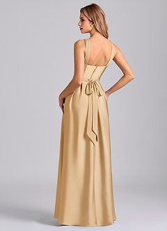 Azazie Dixie Suknie dla druhen Linia A Pofałdowany Satyna elastyczna Do ziemi Sukienka image5