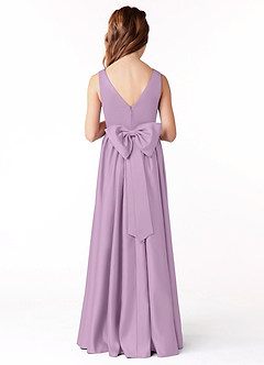 Azazie Hathaway Junior Wisteria A-Line Bow Matte Satin Dress image2