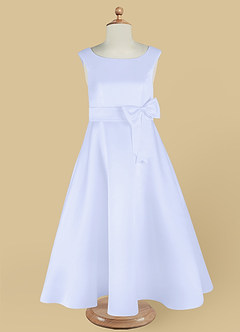 Azazie Lindy Flower Girl Dresses Lavender A-Line Pleated Matte Satin Dress image13