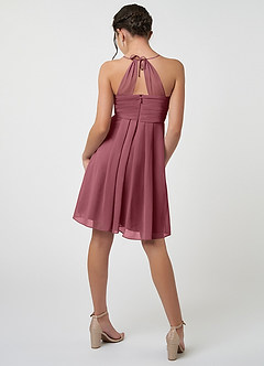 Azazie Ginny Junior Desert Rose A-Line Pleated Chiffon Dress image2