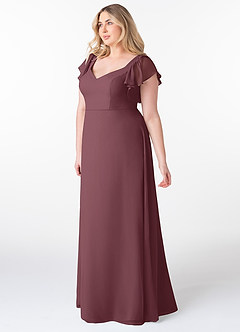 Azazie Syenna Jurken voor bruidsmeisjes Jurk van Chiffon met A-Lijn Ruches Sangria image8