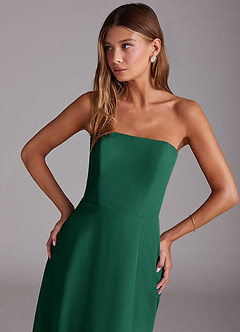 Azazie Wren Bridesmaid Dresses Emerald A-Line Strapless Chiffon Dress image5