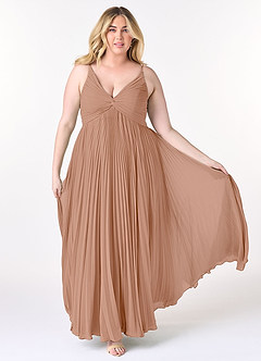 Azazie Raychelle Bridesmaid Dresses Champagne Rose A-Line V-Neck Chiffon Dress image7