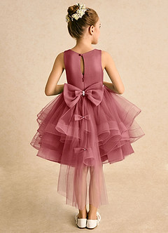 Azazie Tinie Robe Demoiselle D'honneur Fillette Robe Princesse en Tulle Arc Antique Rose image1